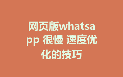 网页版whatsapp 很慢 速度优化的技巧